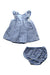 A Blue Shorts Sets from Jacadi in size 3-6M for girl. (Front View)