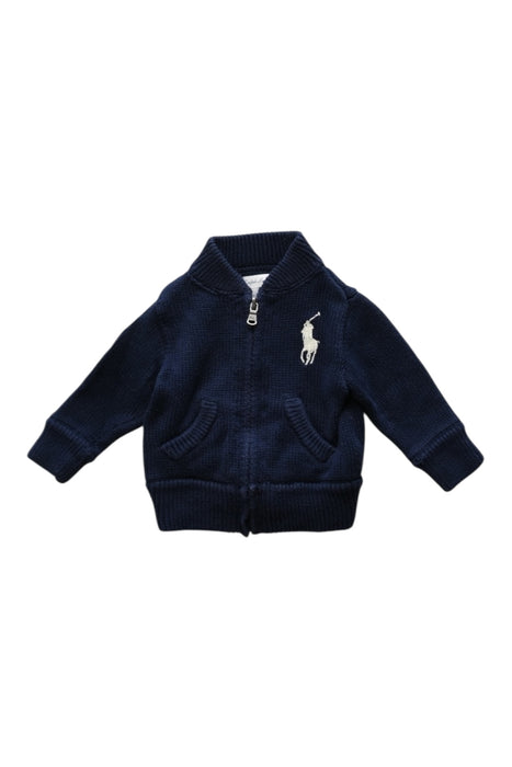 A Navy Zippered Sweatshirts from Ralph Lauren in size 3-6M for boy. (Front View)