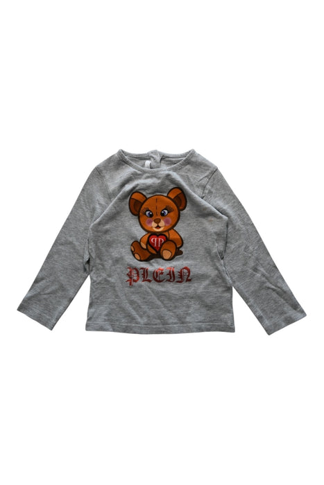 A Grey Long Sleeve T Shirts from Philipp Plein in size 2T for girl. (Front View)