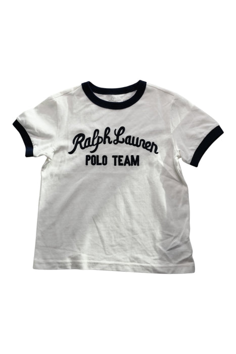 A White Short Sleeve T Shirts from Polo Ralph Lauren in size 4T for boy. (Front View)