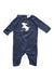 A Navy Long Sleeve Rompers from Jacadi in size 0-3M for boy. (Front View)