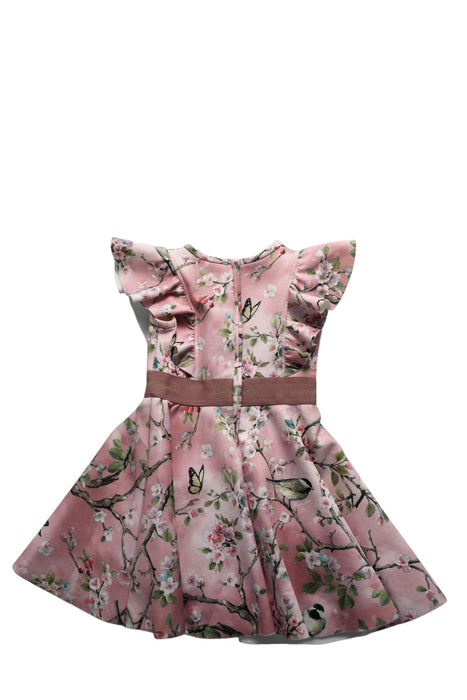 A Pink Sleeveless Dresses from Monnalisa in size 4T for girl. (Back View)