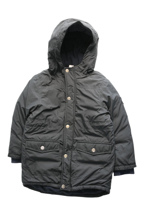 A Navy Puffer/Quilted Jackets from Petit Bateau in size 5T for boy. (Front View)
