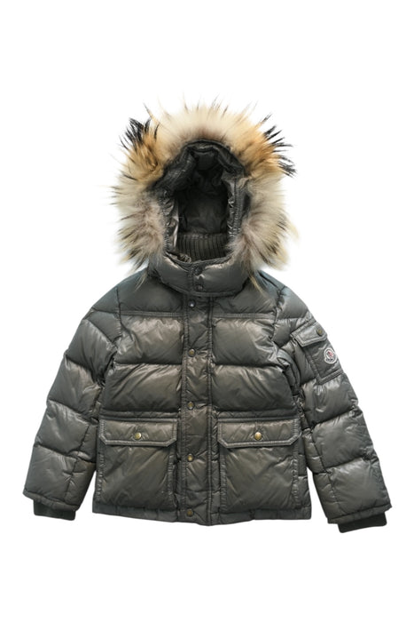 A Grey Puffer/Quilted Coats & Outerwear from Moncler in size 4T for girl. (Front View)