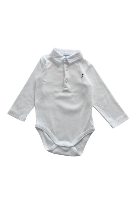 A White Long Sleeve Bodysuits from Jacadi in size 6-12M for boy. (Front View)