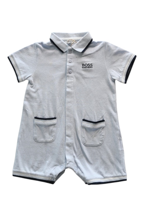 A Blue Short Sleeve Rompers from Boss in size 6-12M for boy. (Front View)