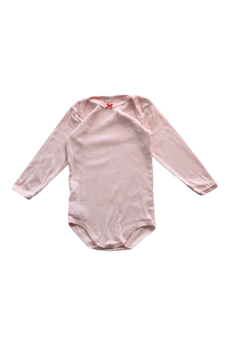 A Pink Long Sleeve Bodysuits from Petit Bateau in size 6-12M for girl. (Front View)