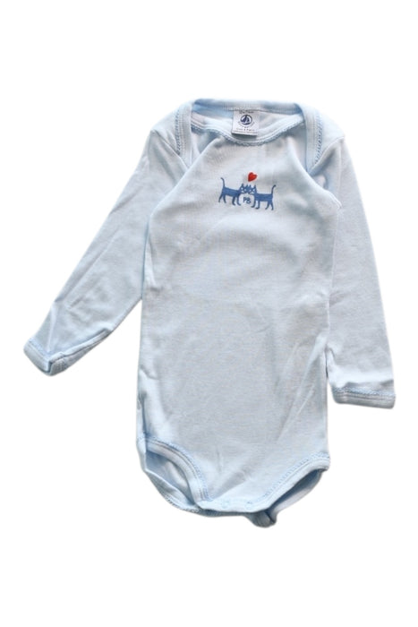A Blue Long Sleeve Bodysuits from Petit Bateau in size 6-12M for girl. (Front View)
