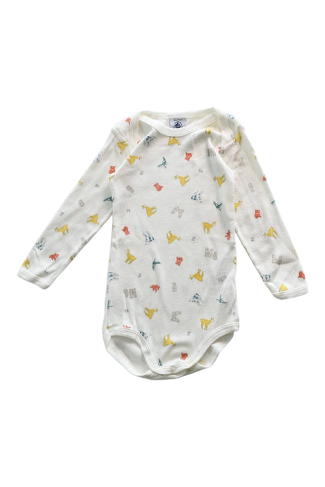 A White Long Sleeve Bodysuits from Petit Bateau in size 12-18M for neutral. (Front View)