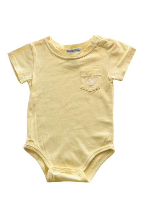 A Yellow Short Sleeve Bodysuits from Ralph Lauren in size 3-6M for boy. (Front View)