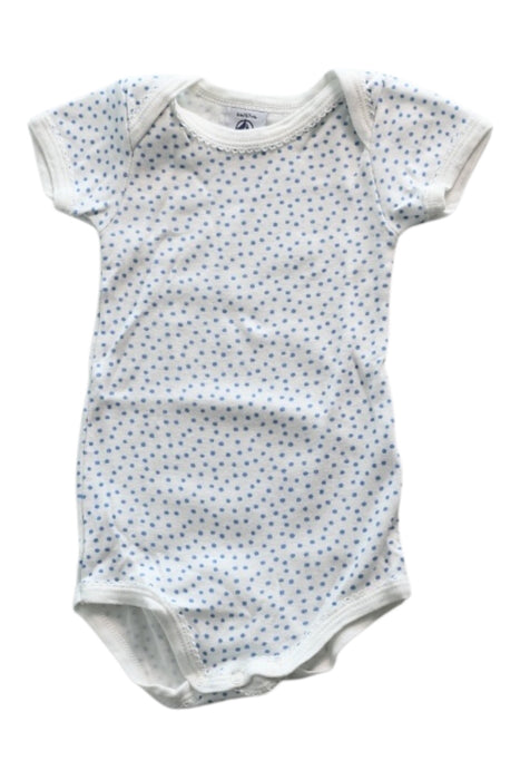 A Blue Short Sleeve Bodysuits from Petit Bateau in size 3-6M for girl. (Front View)