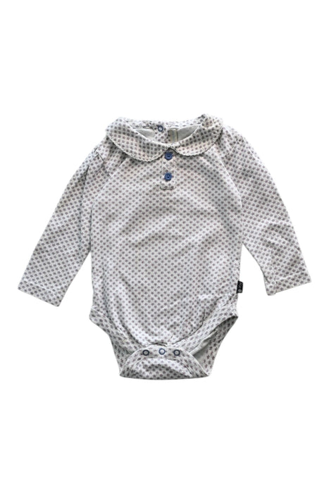 A Blue Long Sleeve Bodysuits from Jojo Maman Bébé in size 12-18M for girl. (Front View)