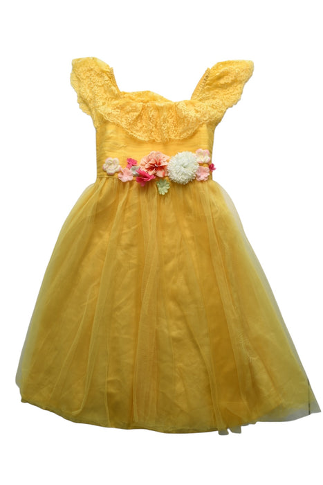 A Yellow Sleeveless Dresses from Monsoon in size 13Y for girl. (Front View)