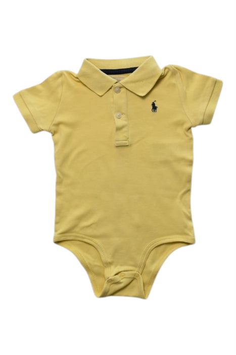 A Yellow Short Sleeve Bodysuits from Ralph Lauren in size 6-12M for boy. (Front View)