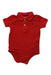 A Red Short Sleeve Bodysuits from Ralph Lauren in size 6-12M for boy. (Front View)