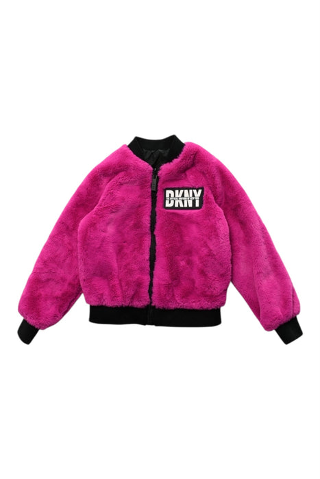 A Black Puffer/Quilted Jackets from DKNY in size 6T for girl. (Front View)