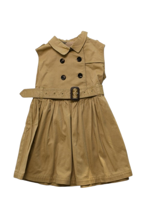 A Beige Sleeveless Dresses from Burberry in size 4T for girl. (Front View)