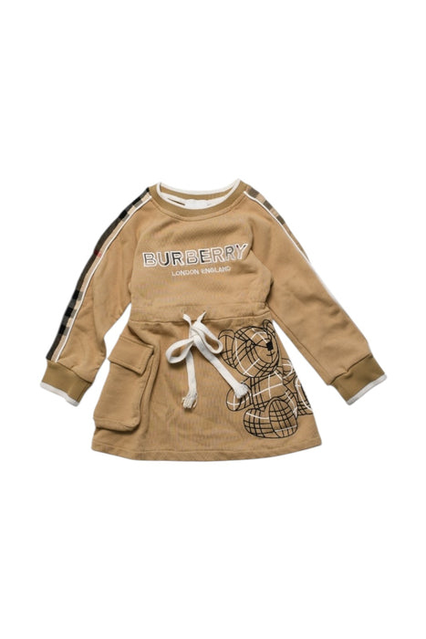 A Beige Long Sleeve Dresses from Burberry in size 3T for girl. (Front View)