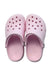 A Pink Slip Ons from Crocs in size 6T for girl. (Front View)