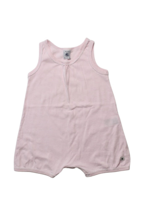 A Pink Sleeveless Rompers from Petit Bateau in size 12-18M for girl. (Front View)