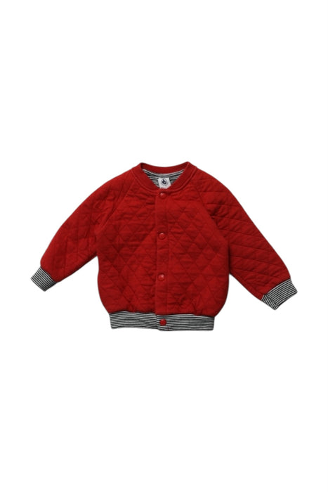 A Red Puffer/Quilted Jackets from Petit Bateau in size 6-12M for boy. (Front View)