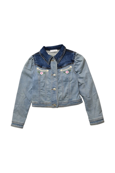 A Blue Lightweight Jackets from Monnalisa in size 8Y for girl. (Front View)