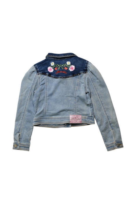 A Blue Lightweight Jackets from Monnalisa in size 8Y for girl. (Back View)