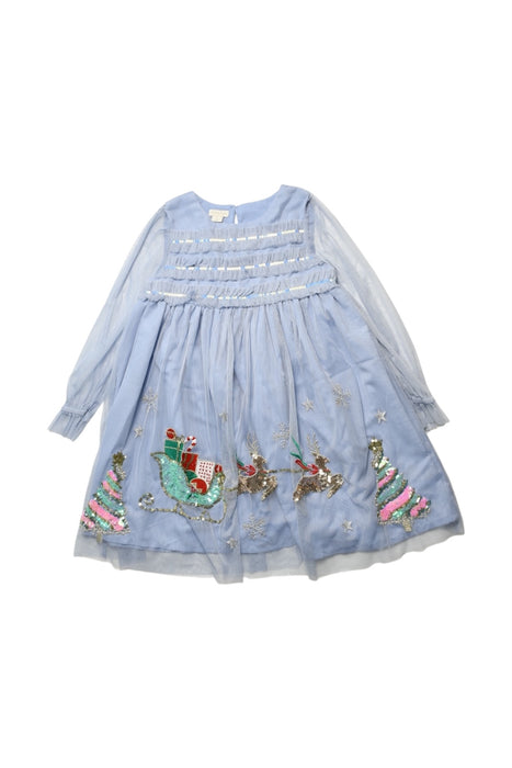 A Blue Long Sleeve Dresses from Monsoon in size 7Y for girl. (Front View)