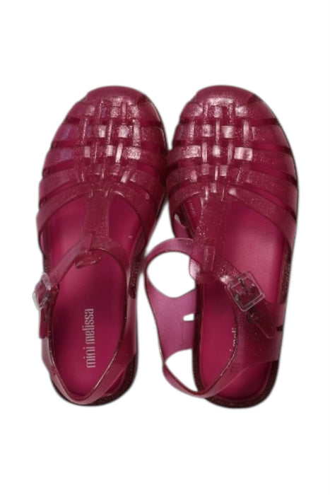A Pink Sandals from Mini Melissa in size 7Y for girl. (Front View)