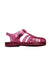 A Pink Sandals from Mini Melissa in size 7Y for girl. (Back View)