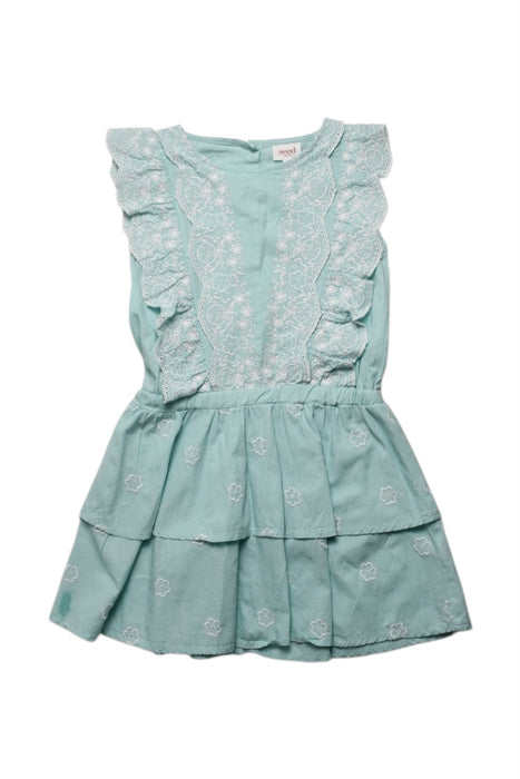 A Green Sleeveless Dresses from Seed in size 8Y for girl. (Front View)