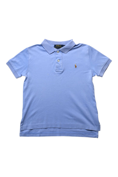 A Blue Short Sleeve Polos from Polo Ralph Lauren in size 5T for boy. (Front View)