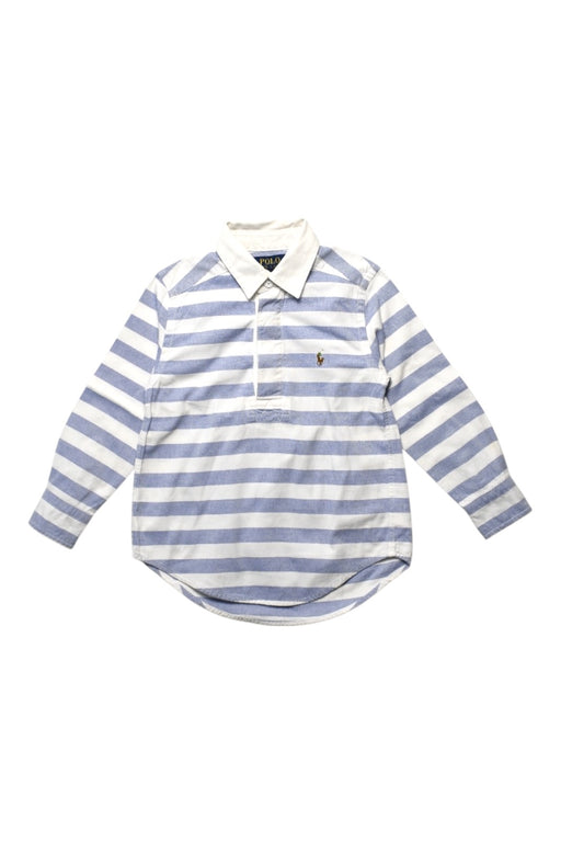 A Blue Long Sleeve Polos from Polo Ralph Lauren in size 3T for boy. (Front View)