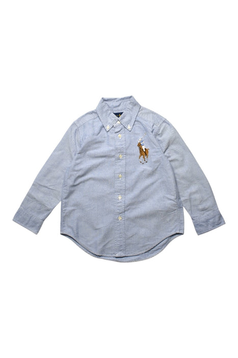 A Blue Long Sleeve Shirts from Ralph Lauren in size 4T for boy. (Front View)