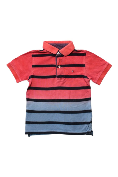 A Red Short Sleeve Polos from Tommy Hilfiger in size 4T for boy. (Front View)