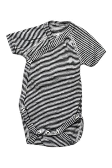 A Grey Short Sleeve Bodysuits from Petit Bateau in size 0-3M for neutral. (Front View)