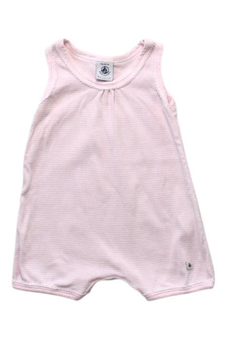 A Pink Sleeveless Rompers from Petit Bateau in size 3-6M for girl. (Front View)
