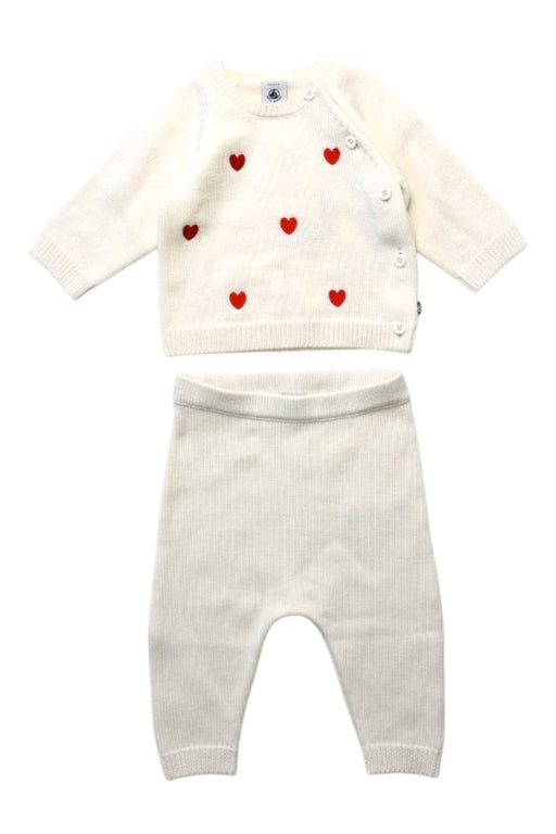 A White Pants Sets from Petit Bateau in size 3-6M for girl. (Front View)
