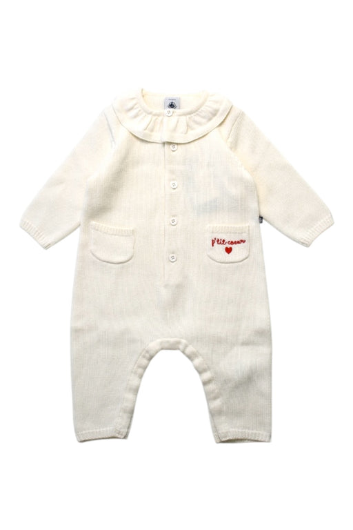 A Ivory Long Sleeve Rompers from Petit Bateau in size 3-6M for girl. (Front View)