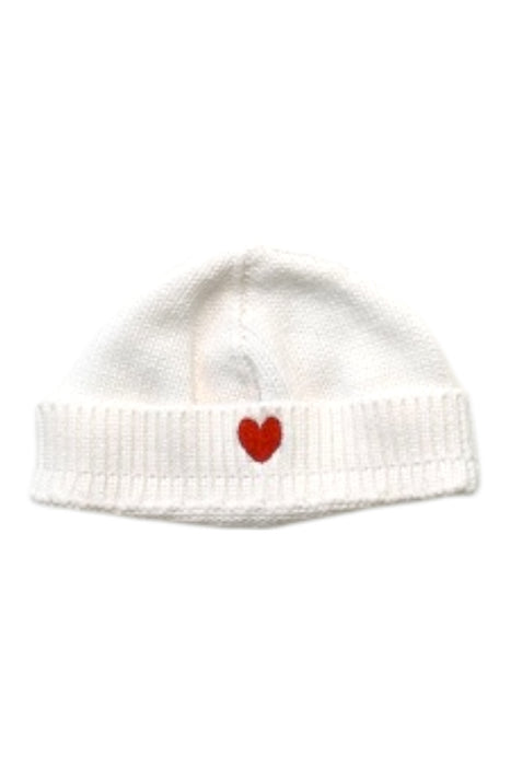 A White Beanies from Petit Bateau in size 0-3M for girl. (Front View)