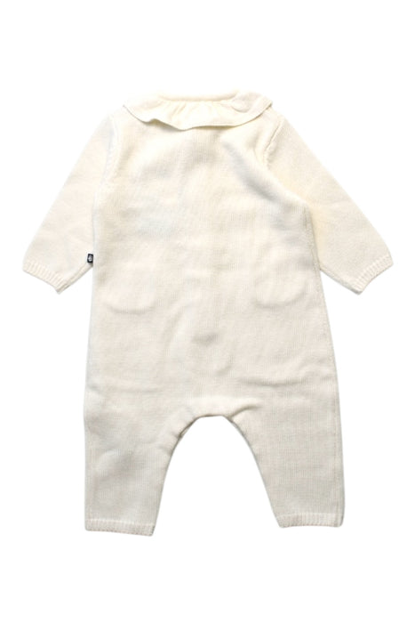 A Ivory Long Sleeve Rompers from Petit Bateau in size 3-6M for girl. (Back View)