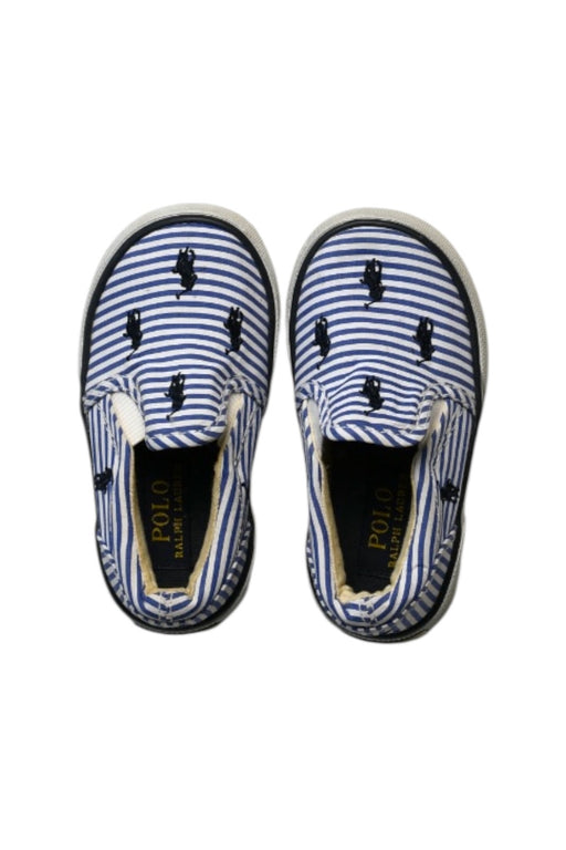 A Blue Slip Ons from Polo Ralph Lauren in size 12-18M for neutral. (Front View)
