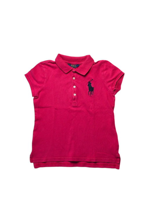 A Pink Short Sleeve Polos from Polo Ralph Lauren in size 10Y for girl. (Front View)