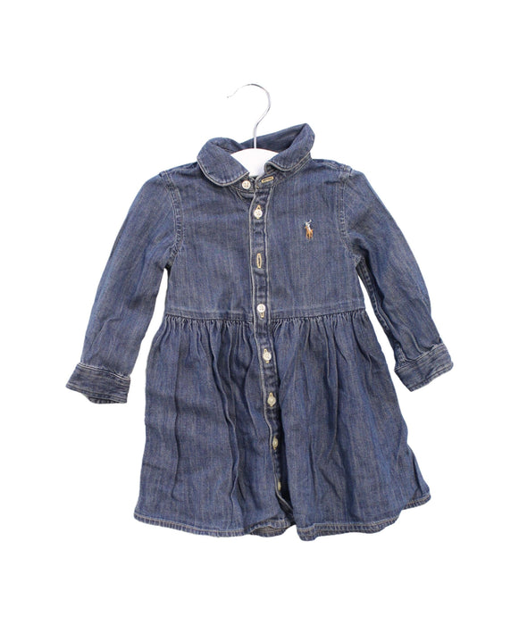 A Blue Long Sleeve Dresses from Ralph Lauren in size 6-12M for girl. (Front View)