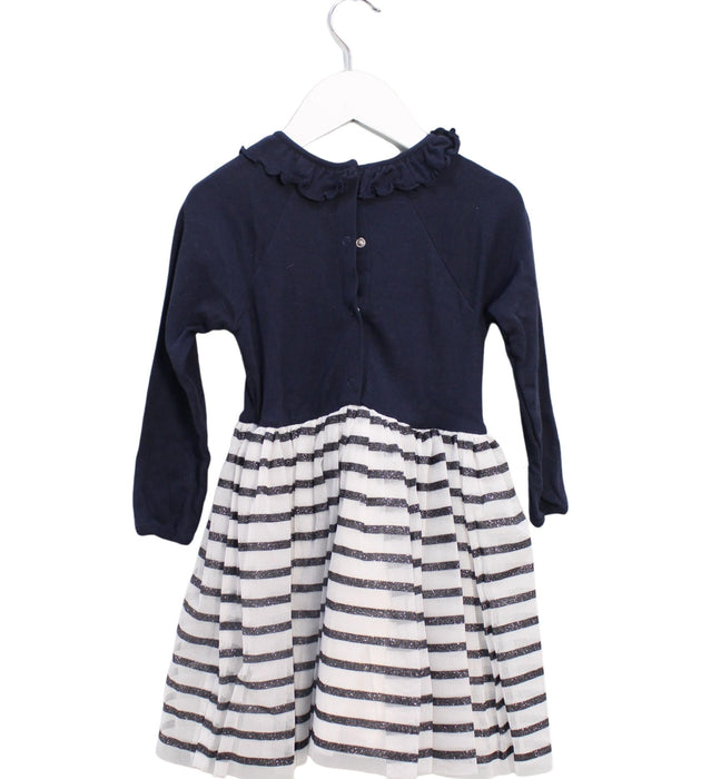 A Navy Long Sleeve Dresses from Petit Bateau in size 3T for girl. (Back View)