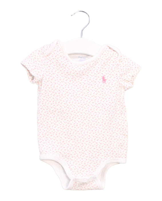 A Pink Short Sleeve Bodysuits from Ralph Lauren in size 3-6M for girl. (Front View)