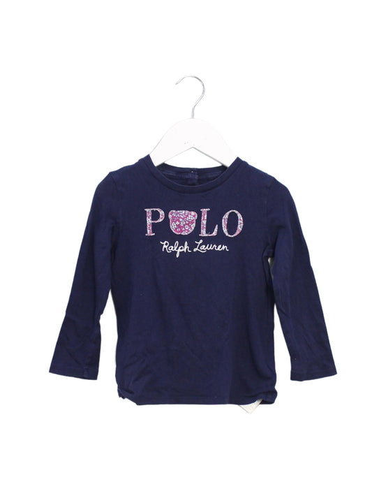 A Navy Long Sleeve Tops from Polo Ralph Lauren in size 18-24M for girl. (Front View)