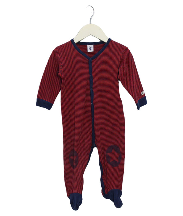 A Red Long Sleeve Jumpsuits from Petit Bateau in size 6-12M for boy. (Front View)