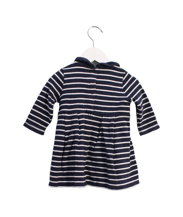 A Navy Long Sleeve Dresses from Petit Bateau in size 6-12M for girl. (Back View)