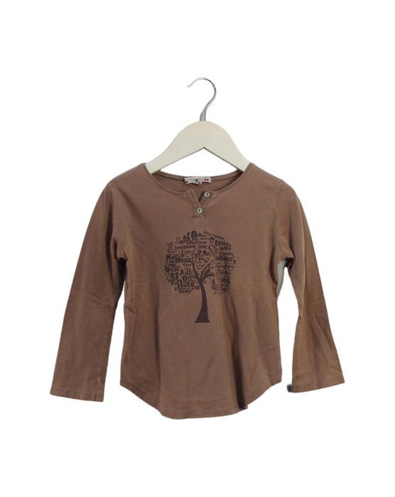 A Brown Long Sleeve Tops from Bonpoint in size 4T for girl. (Front View)